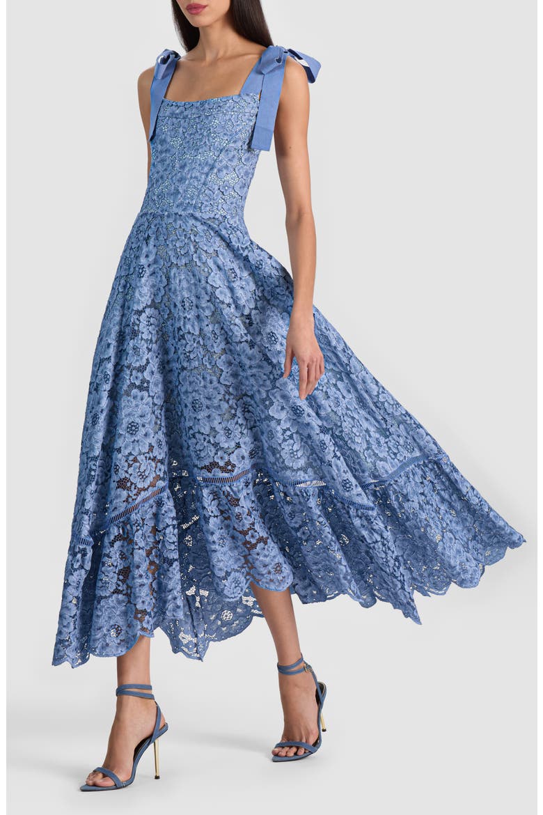 Rosalee Tie Strap Lace Sundress, Alternate, color, INDIGO