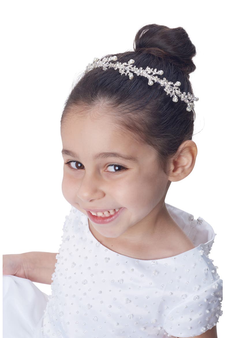 Crown & Removable Veil, Alternate, color, WHITE