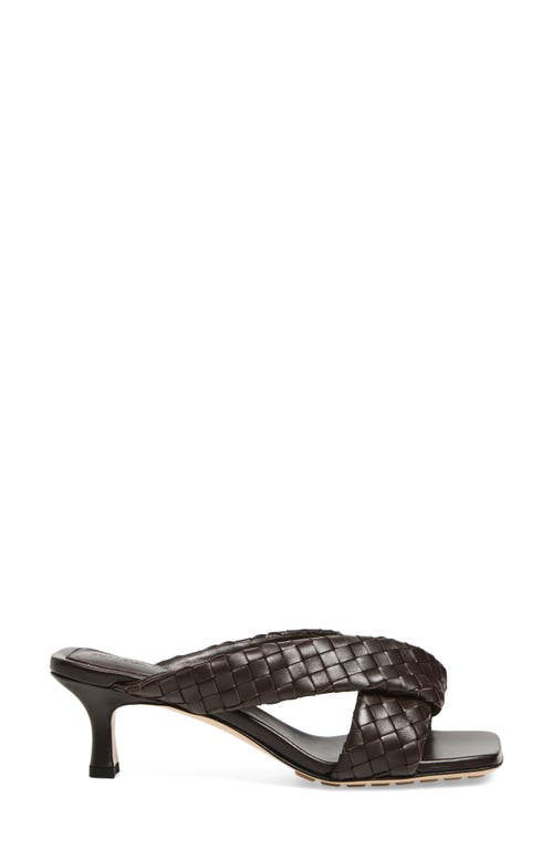 Bottega Veneta Riva Square Toe Kitten Heel Intrecciato Sandal In Pink
