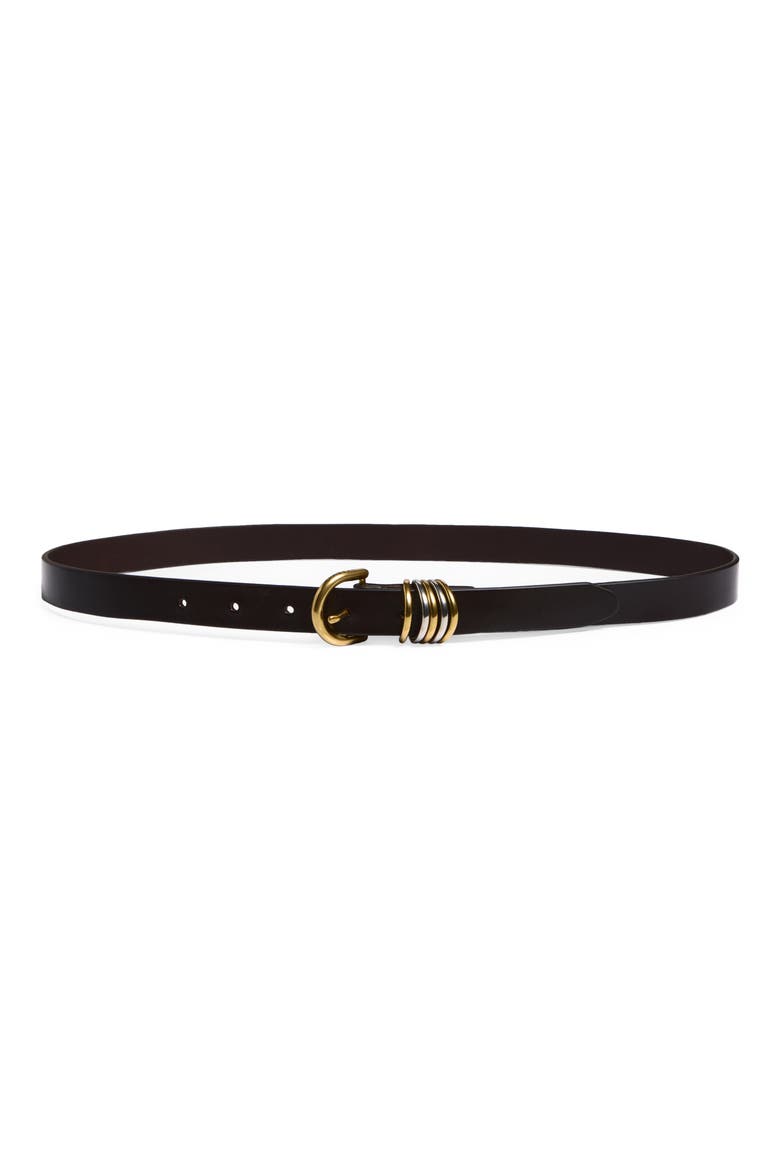 Sasha Leather Skinny Belt, Main, color, DARK CHOCOLATE