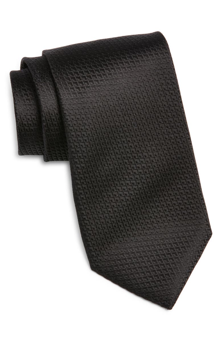 Canali Neat Silk Tie, Main, color, Black