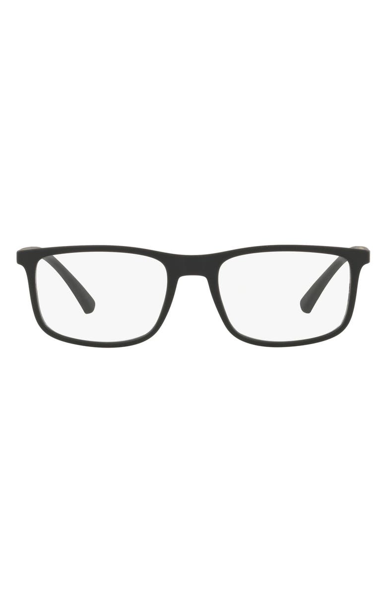 Emporio Armani 55mm Rectangular Optical Glasses, Main, color, 