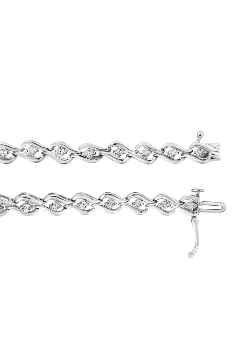 Silver 1/10 Cttw Round-Cut Diamond Links of Flame Bracelet, Alternate, color, White