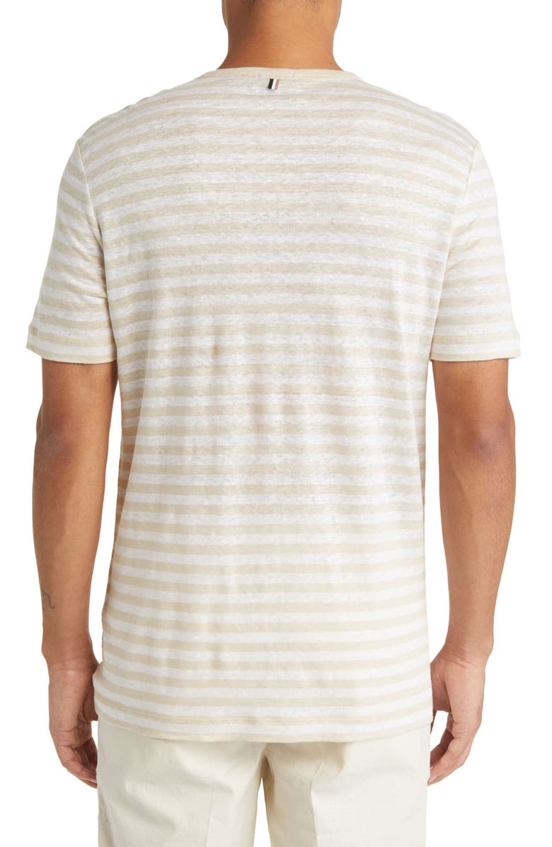 BOSS Tiburt Stripe Linen T-Shirt, Alternate, color,