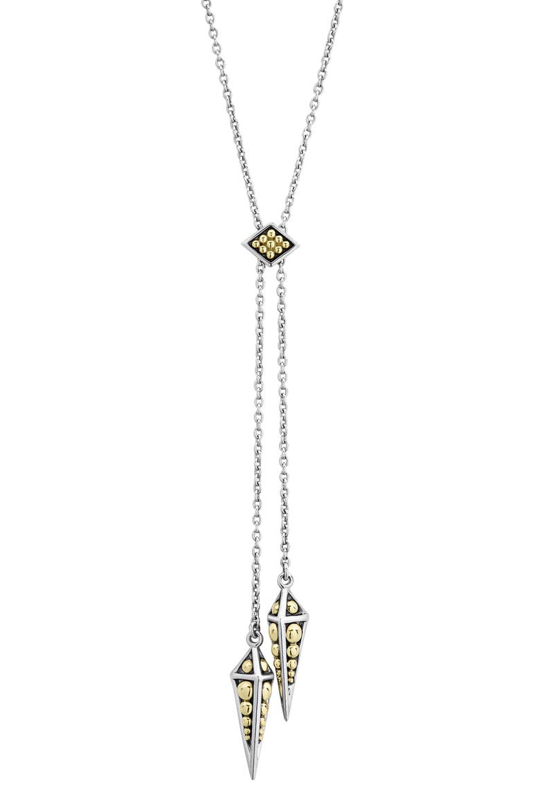 KSL Double Large Pyramid Bolo Necklace, Main, color, SILVER