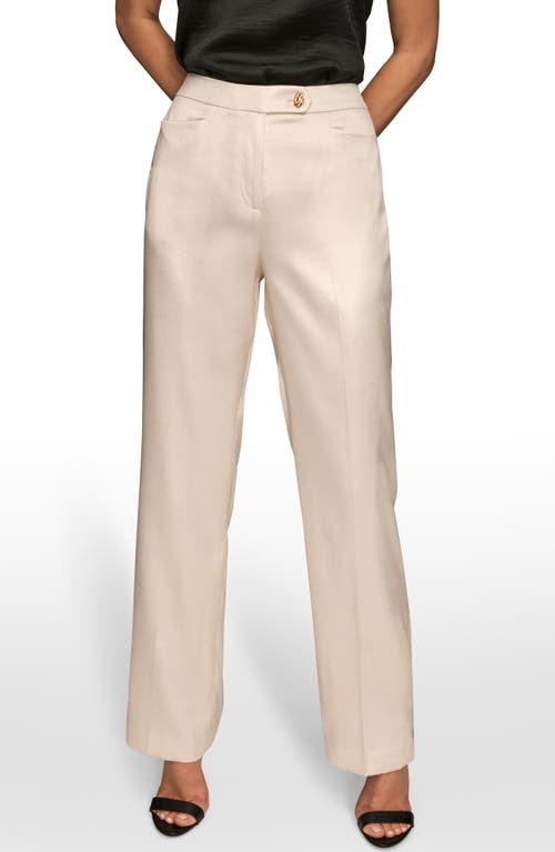 Donna Karan New York Straight Leg Satin Pants In White
