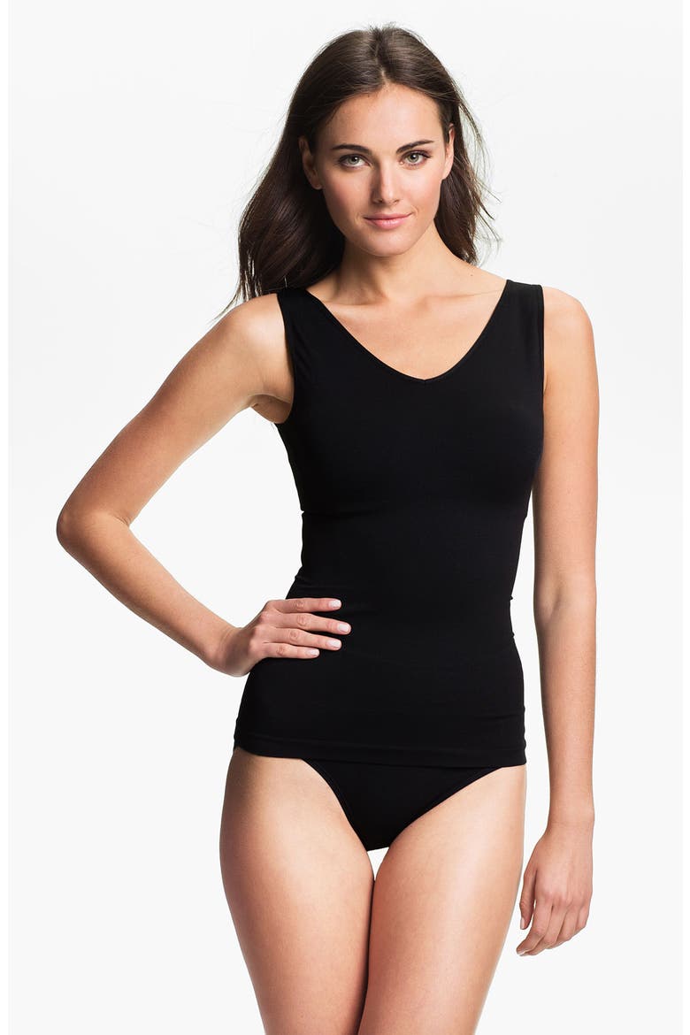 'Stephanie' Shaping Tank, Alternate, color, BLACK