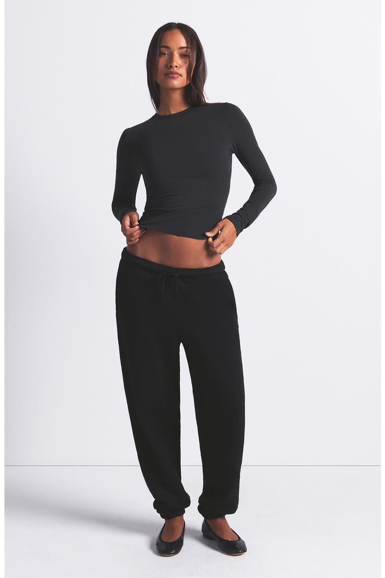 Stretch Cotton Jersey Long Sleeve T-Shirt, Alternate, color, SOOT