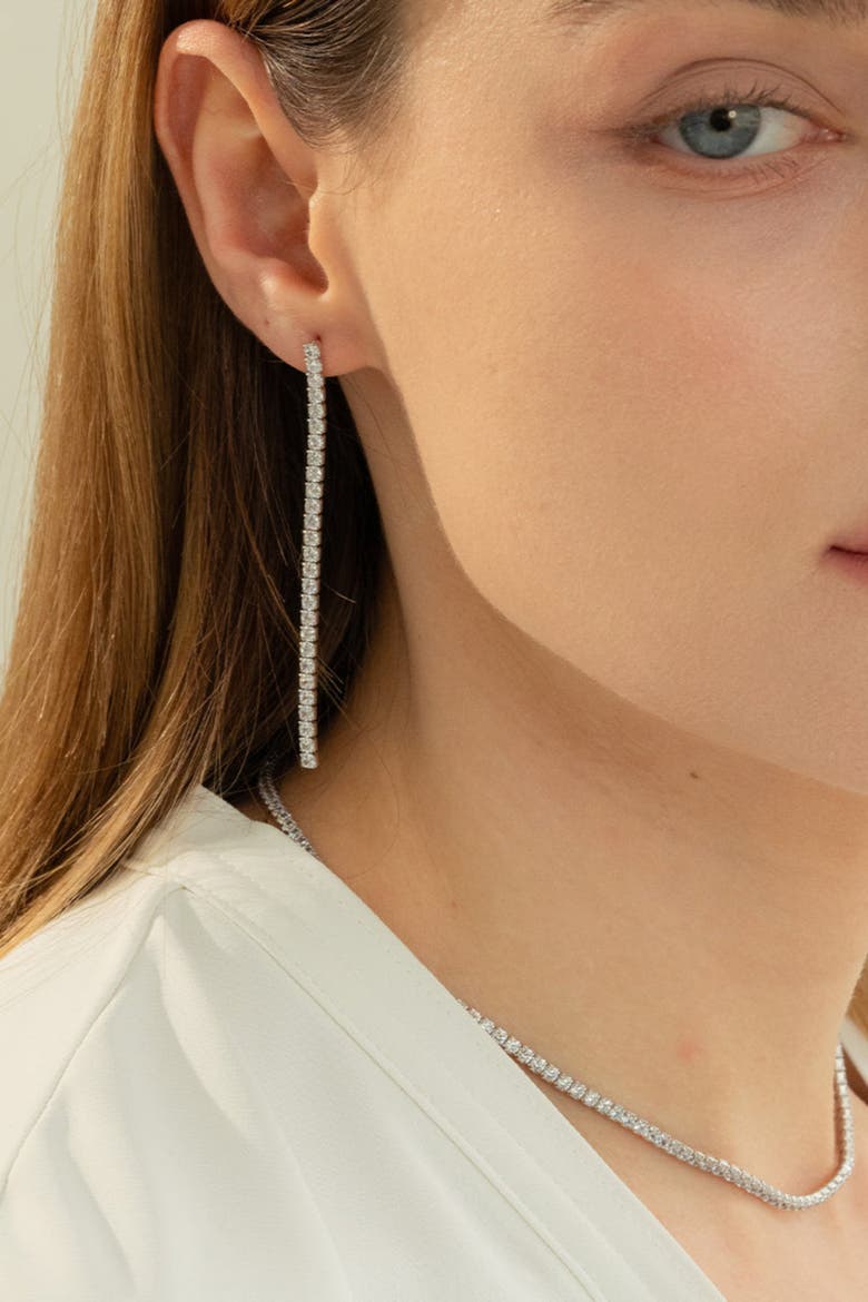 Sterling Silver 18k Gold Plated Cherie Tennis Necklace & Earrings Set Statement, Alternate, color, Silver