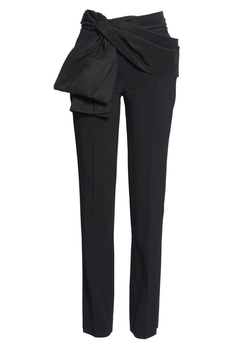 Tie Belt Straight Leg Pants, Alternate, color, BLACK/ BLACK