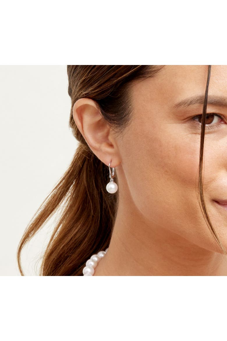 Freshwater Pearl Classic Elegance Earrings, Alternate, color, White Gold