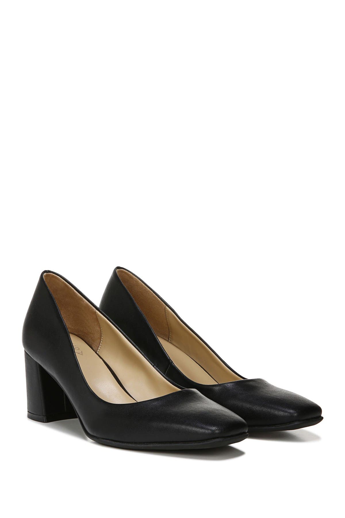 Naturalizer Warner Square Toe Pump - Wide Width Available, Alternate, color, Black Smooth