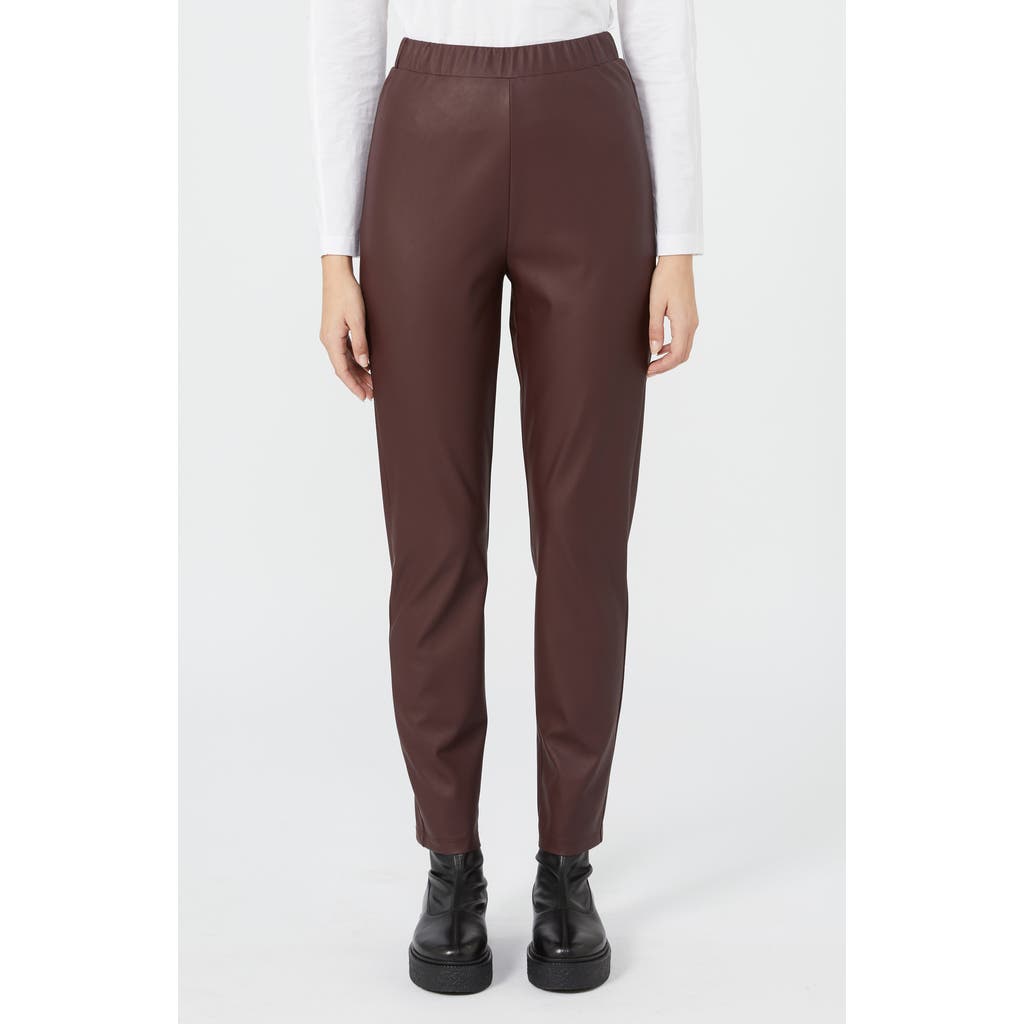 Mm By Max Mara Echo Faux Leather Pull-on Pants In Brown
