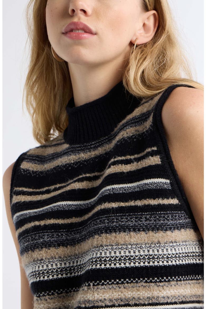 Striped Sleeveless Mock Neck Sweater, Alternate, color, NEUTRAL MULTI STRIPE