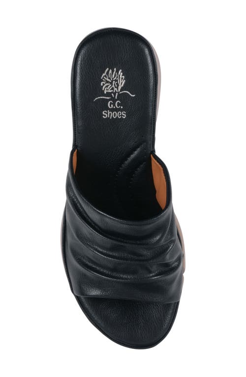 Gc Shoes Nora Ruched Wedge Sandal In Black