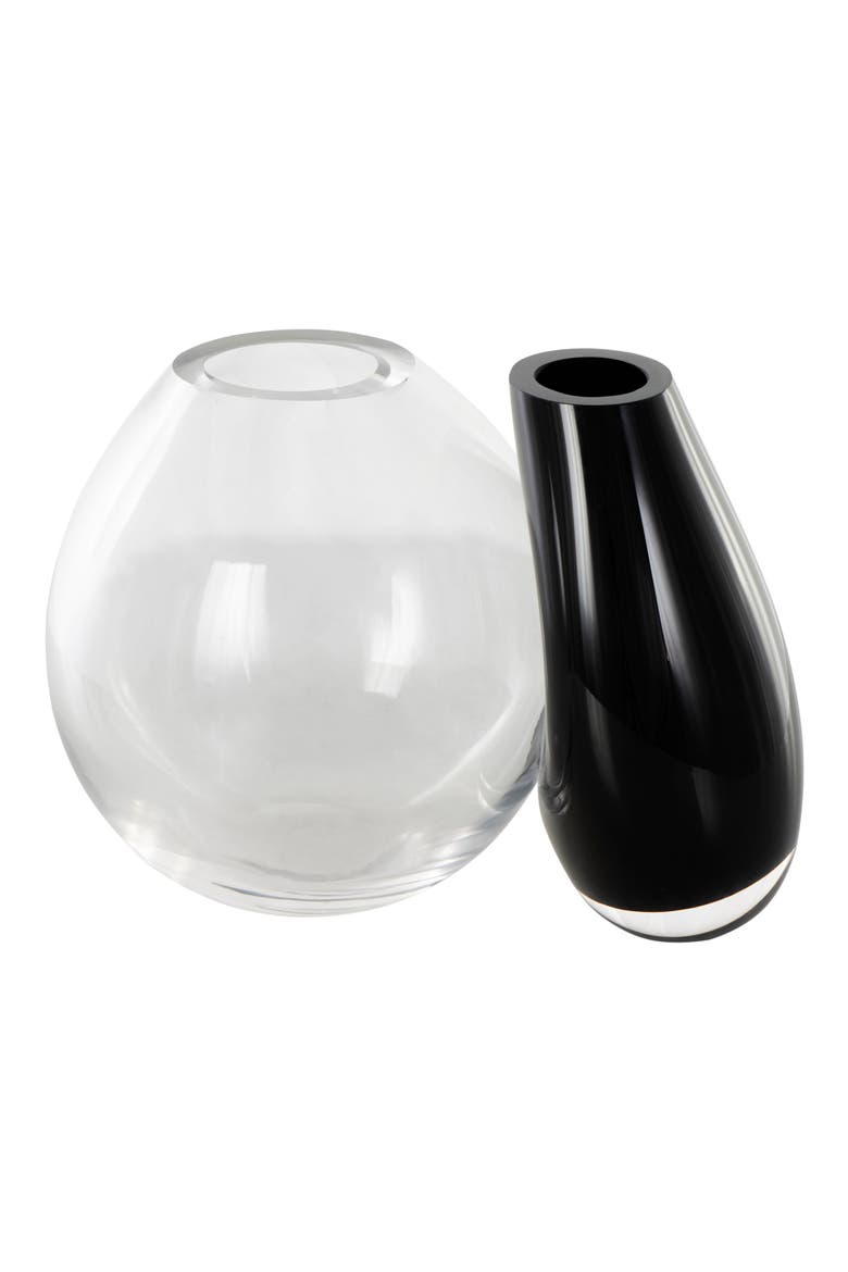 Two-Tone Recycled Glass Vase, Main, color, BLACK