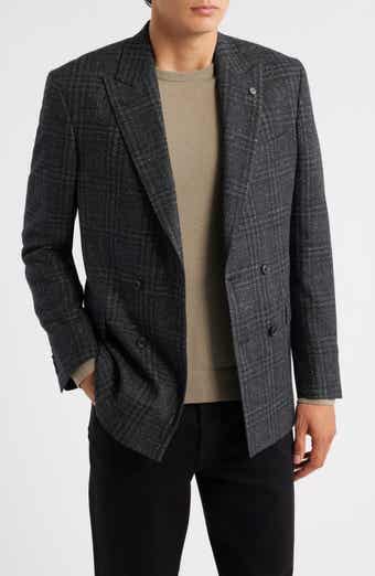 AllSaints Ridley Slim Fit Windowpane Plaid Wool Blend Sport Coat