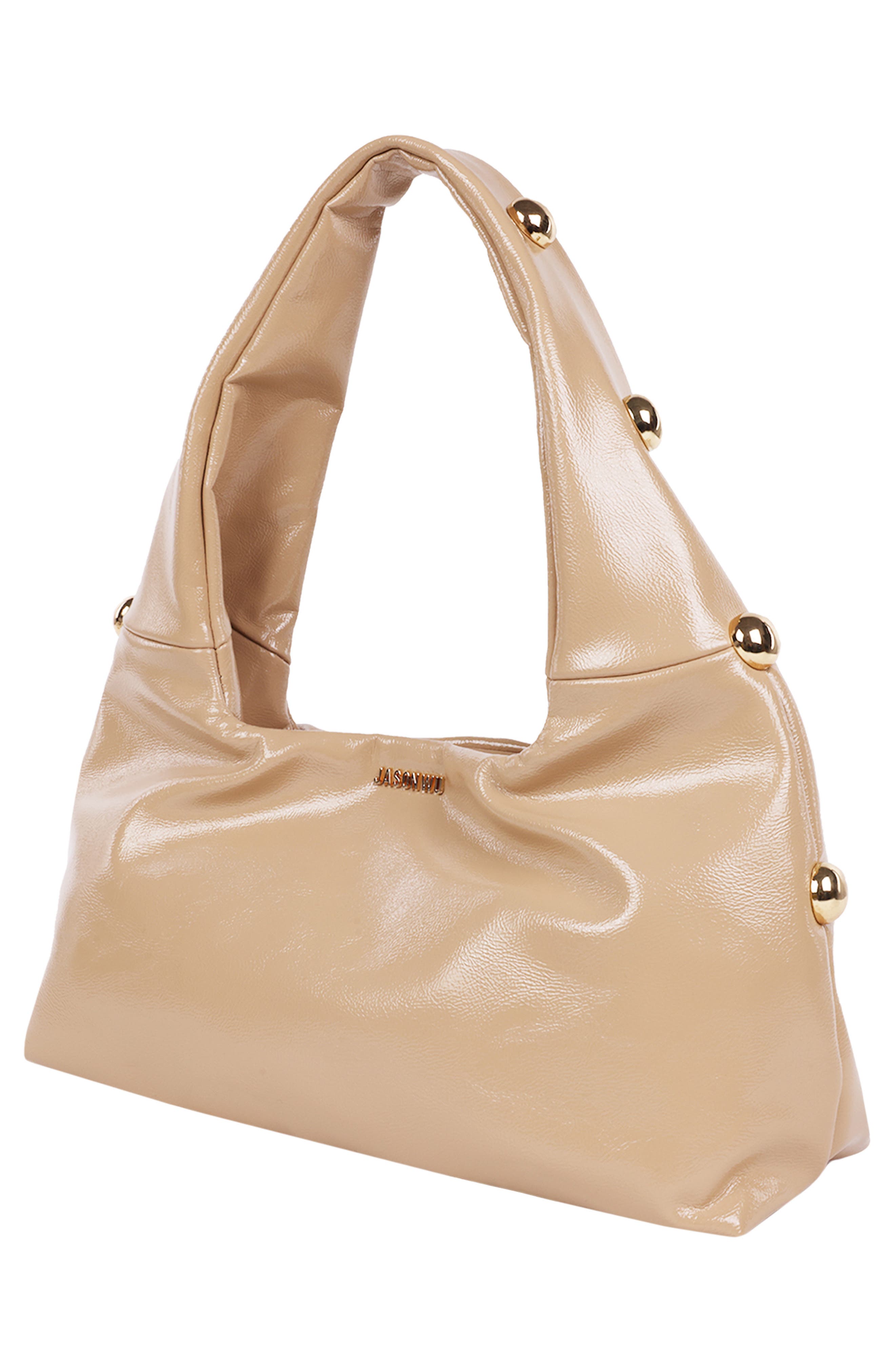 JASON WU Studded Patent Shoulder Bag, Alternate, color, Tan