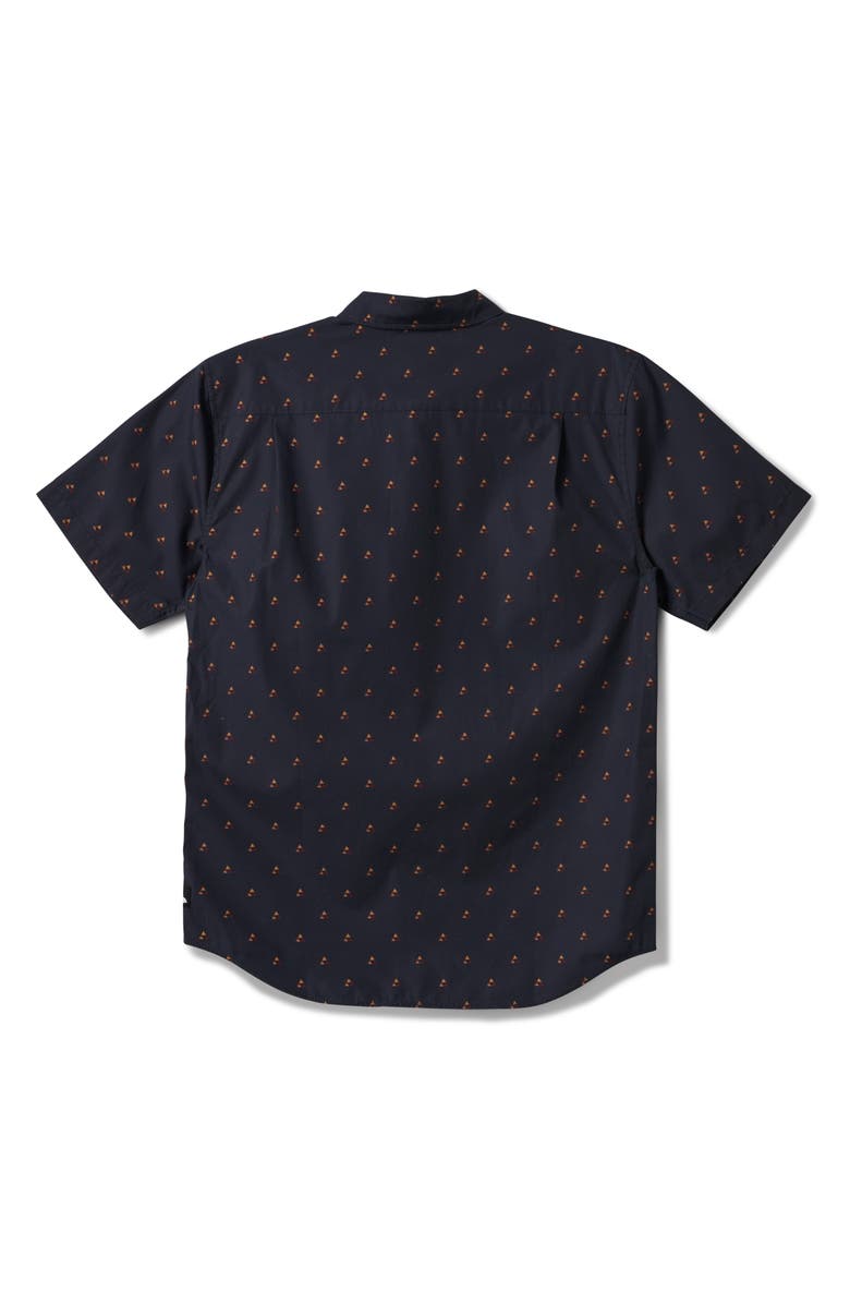 Quiksilver Kapu Mini Geo Print Short Sleeve Button-Up Shirt, Alternate, color, Black