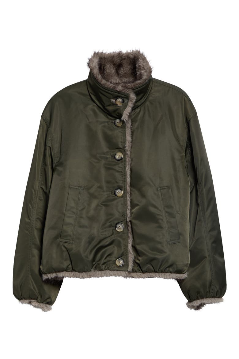 Varell Reversible Faux Fur Jacket, Main, color, LODEN