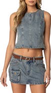 EDIKTED Quinlan Open Back Sleeveless Denim Top