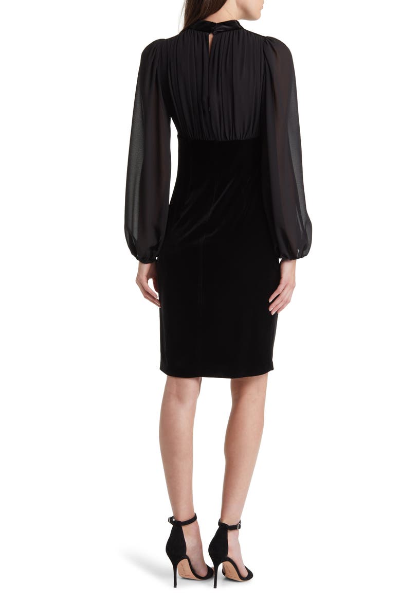 Balloon Sleeve Velvet Dress, Alternate, color, BLACK