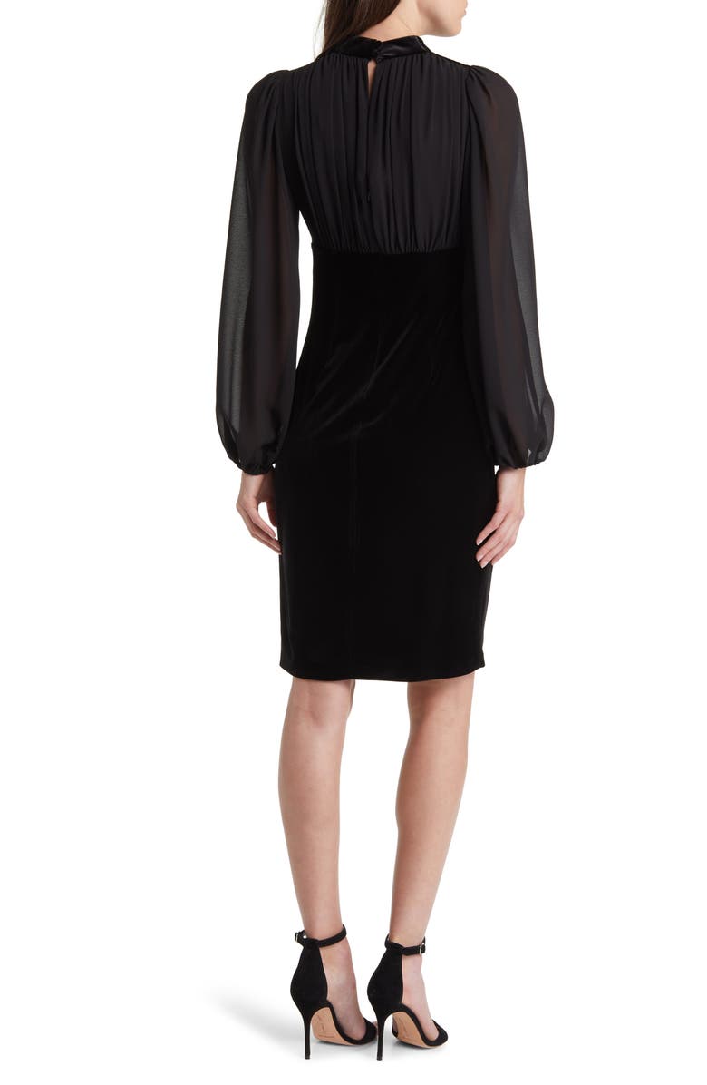 Vince Camuto Balloon Sleeve Velvet Dress, Alternate, color, Black