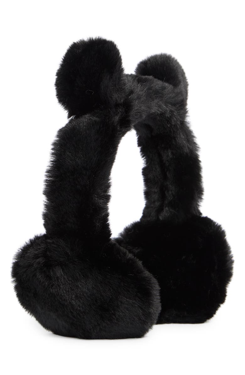 UGG<sup>®</sup> Kids' Faux Fur Earmuffs with Ears, Main, color, Black