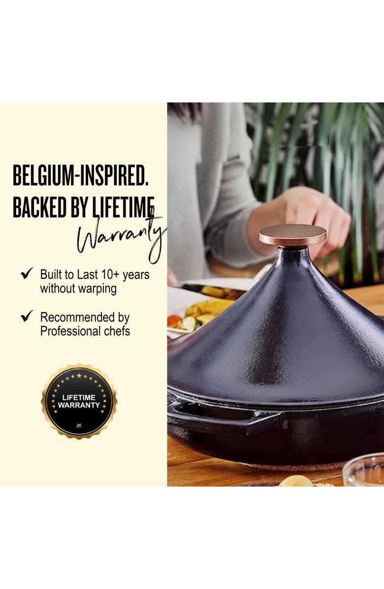 Alva Nori 3Qt Enameled Cast Iron Tagine Pot, Alternate, color, Black