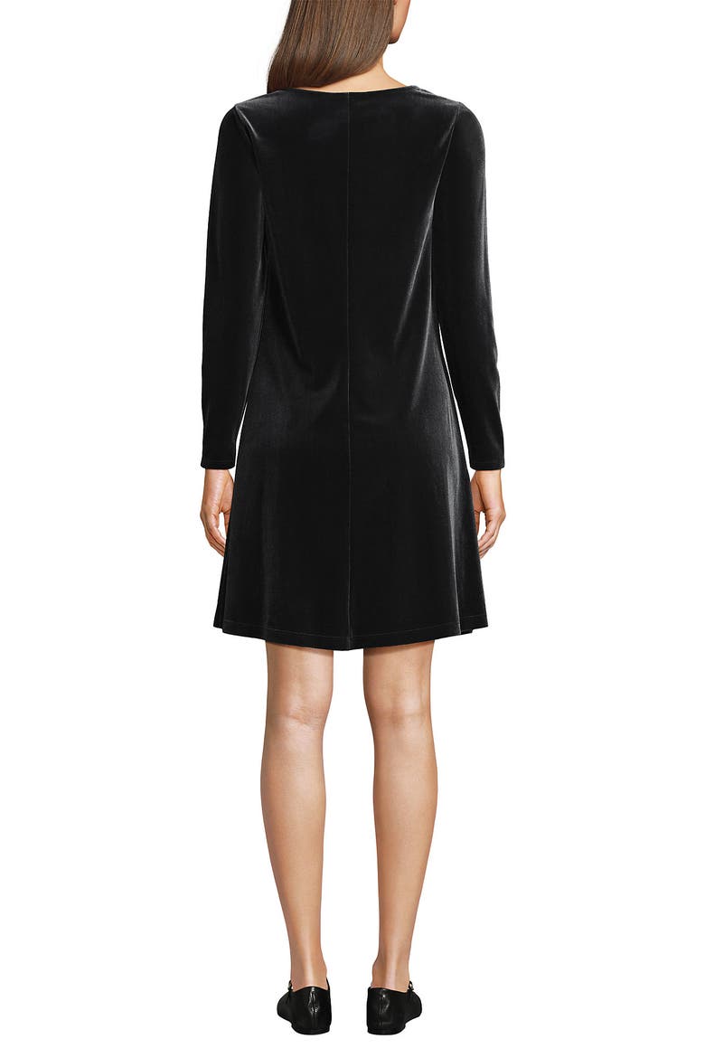 Knit Velvet Square Neck Dress, Alternate, color, Black