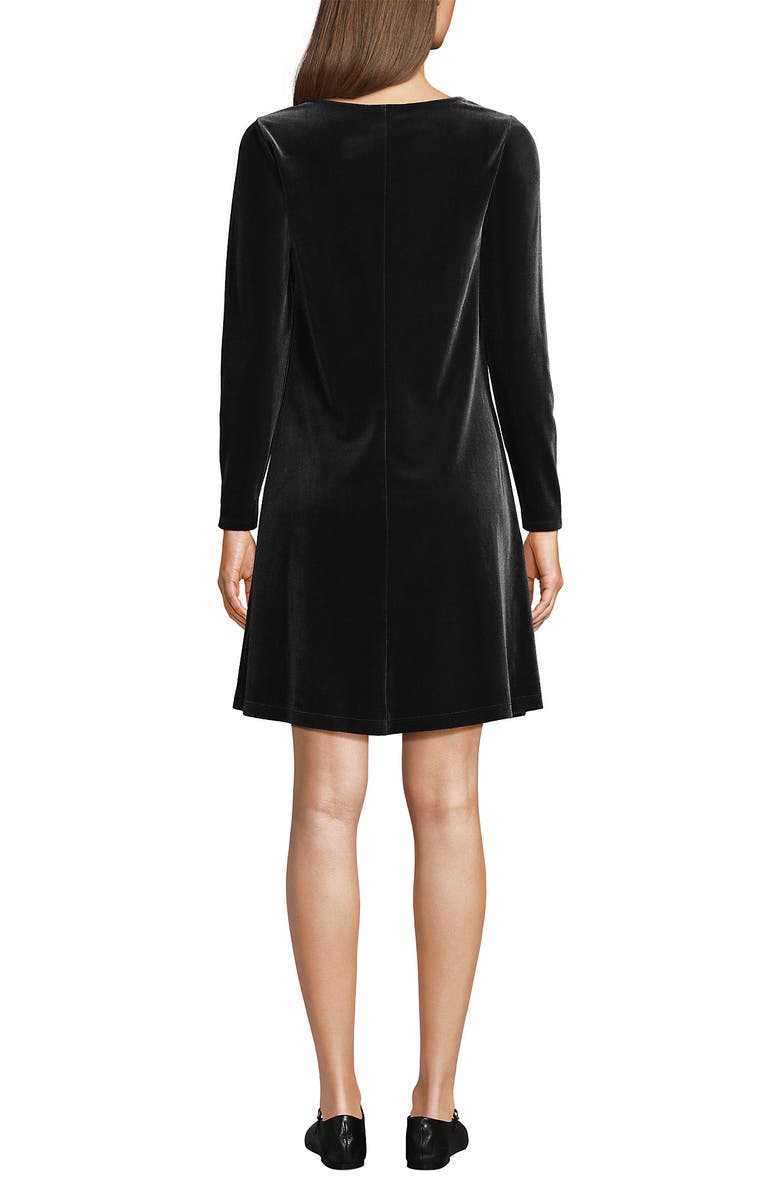 Lands' End Knit Velvet Square Neck Dress, Alternate, color, Black