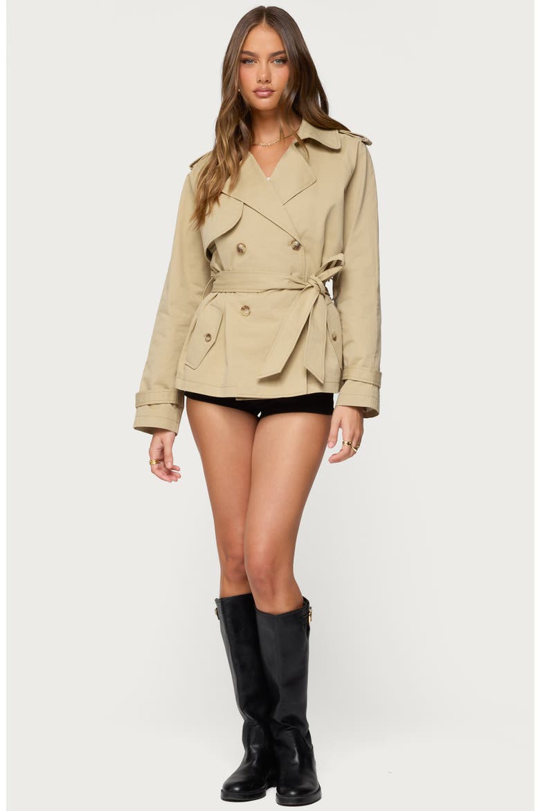 Tobie Short Trench Coat, Alternate, color, BEIGE