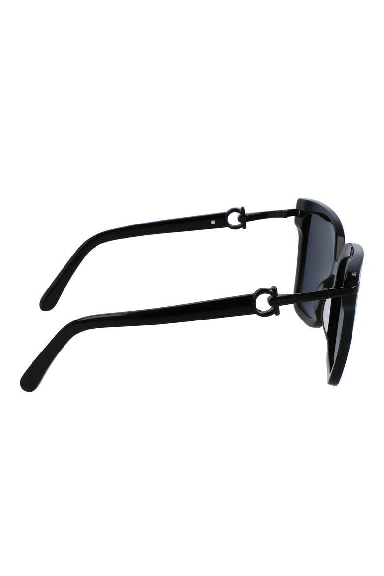 57mm Square Sunglasses, Alternate, color, BLACK
