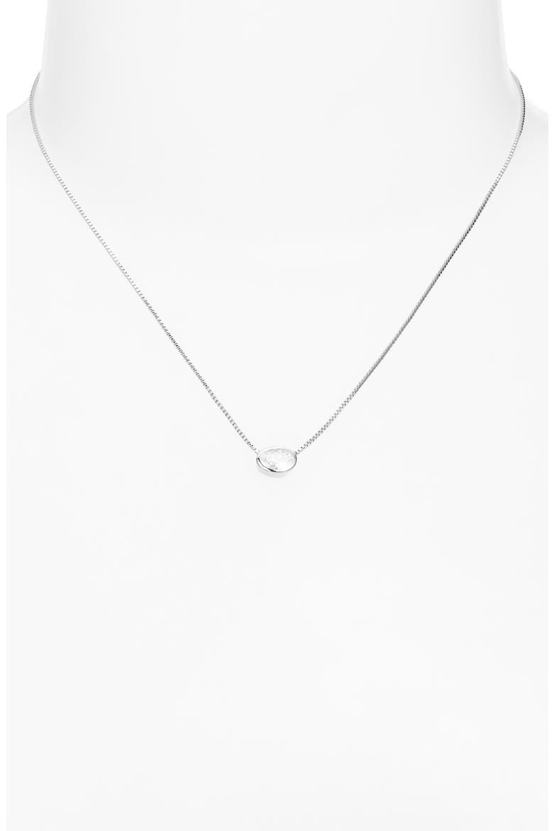 Bezel Cubic Zirconia Solitaire Pendant Necklace, Alternate, color, CLEAR- SILVER