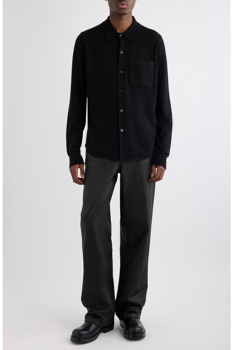 Monaco Cashmere Button-Up Shirt, Alternate, color, BLACK