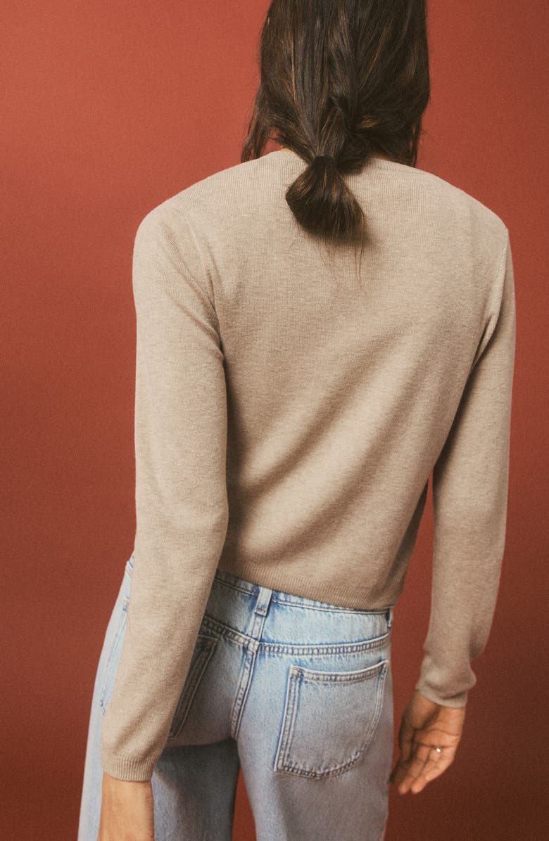 MANGO TEEN Bow Front Cardigan, Alternate, color, Sand