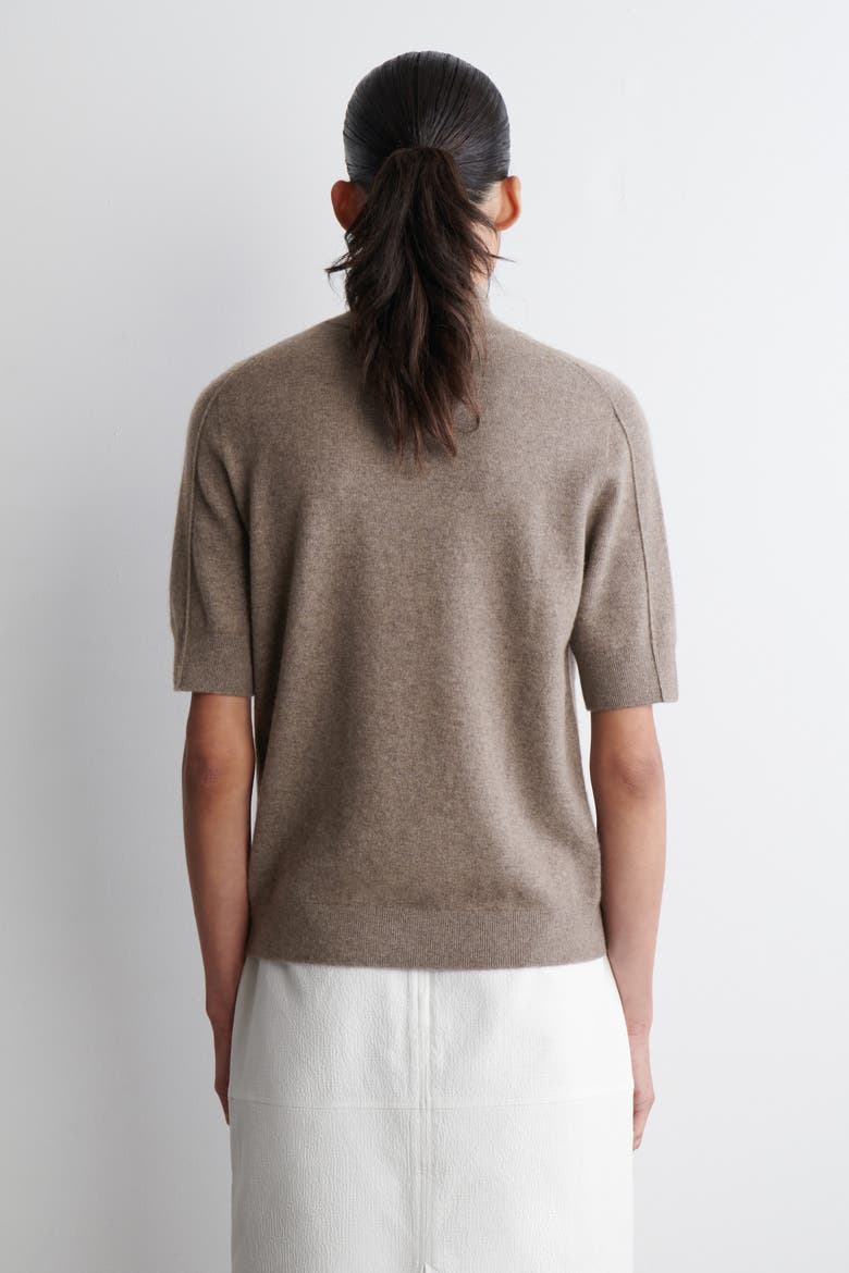 Cashmere Mock-Neck T-Shirt, Alternate, color, MOLE