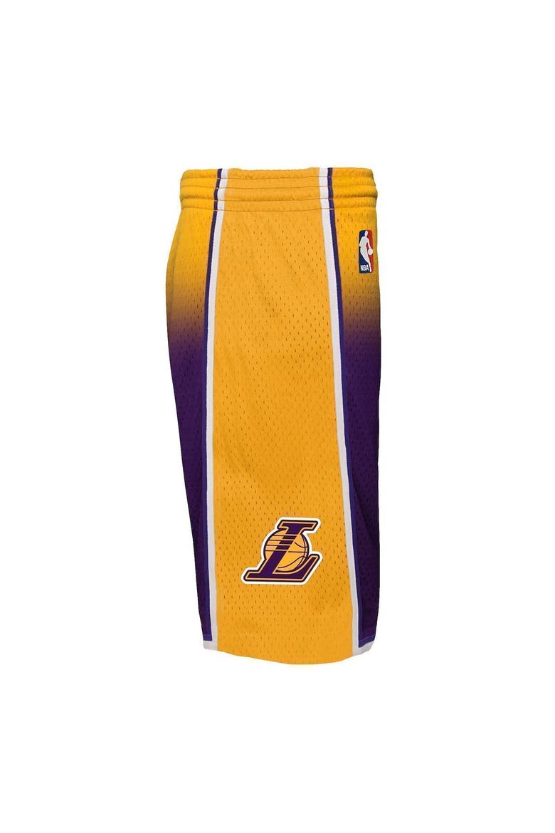 Youth Mitchell & Ness Gold/Purple Los Angeles Lakers 2009/10 Hardwood Classics Fadeaway Reload 3.0 Swingman Shorts, Alternate, color, Gold