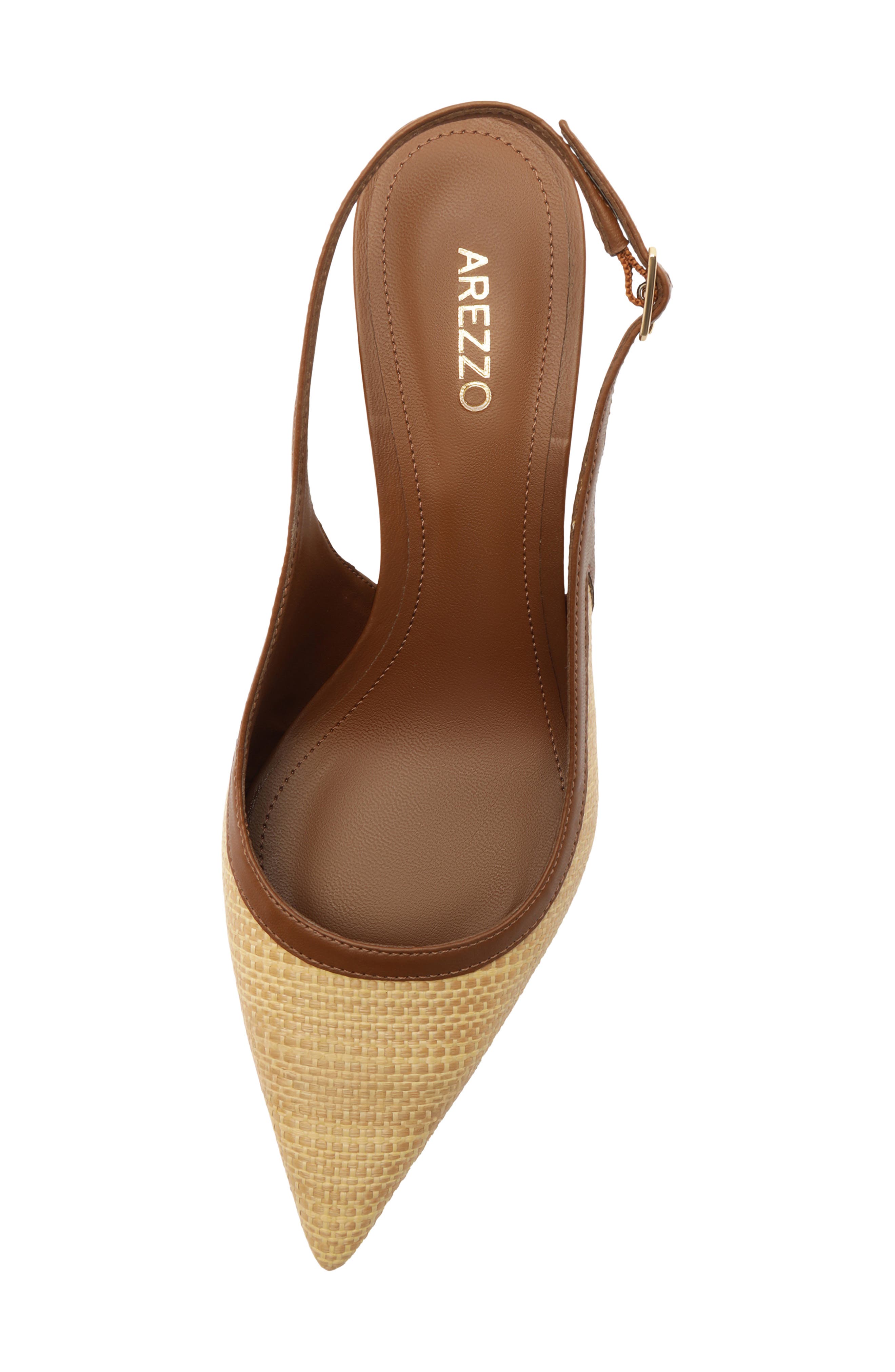 Arezzo Liza Slingback Pointed Toe Pump, Alternate, color, Warm Caramel/ Natural
