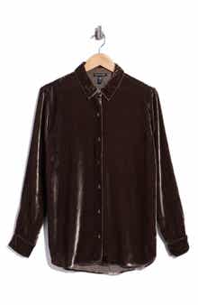 Velvet Button-Up Shirt