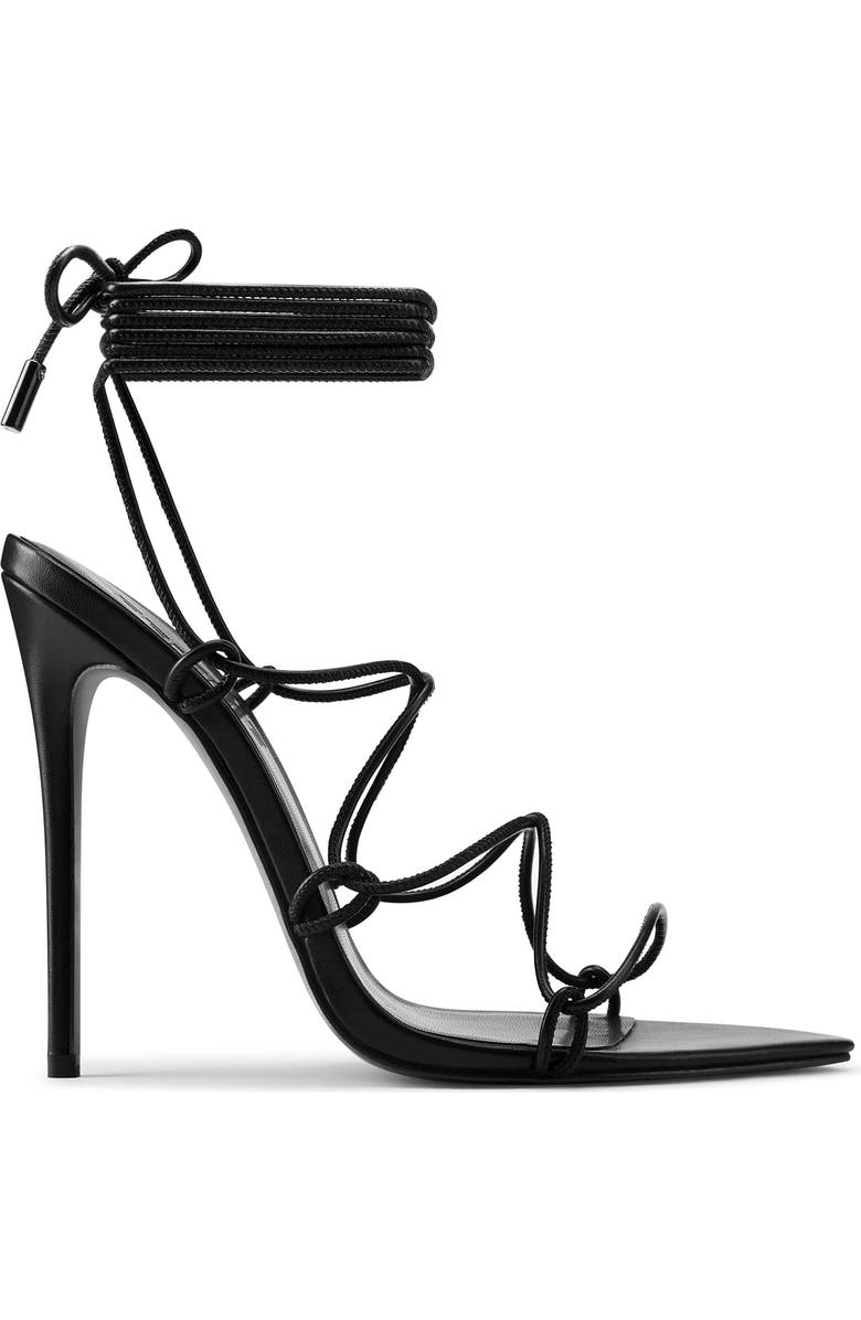 FEMME LA Sin Ankle Wrap Pointed Toe Sandal, Main, color, Black