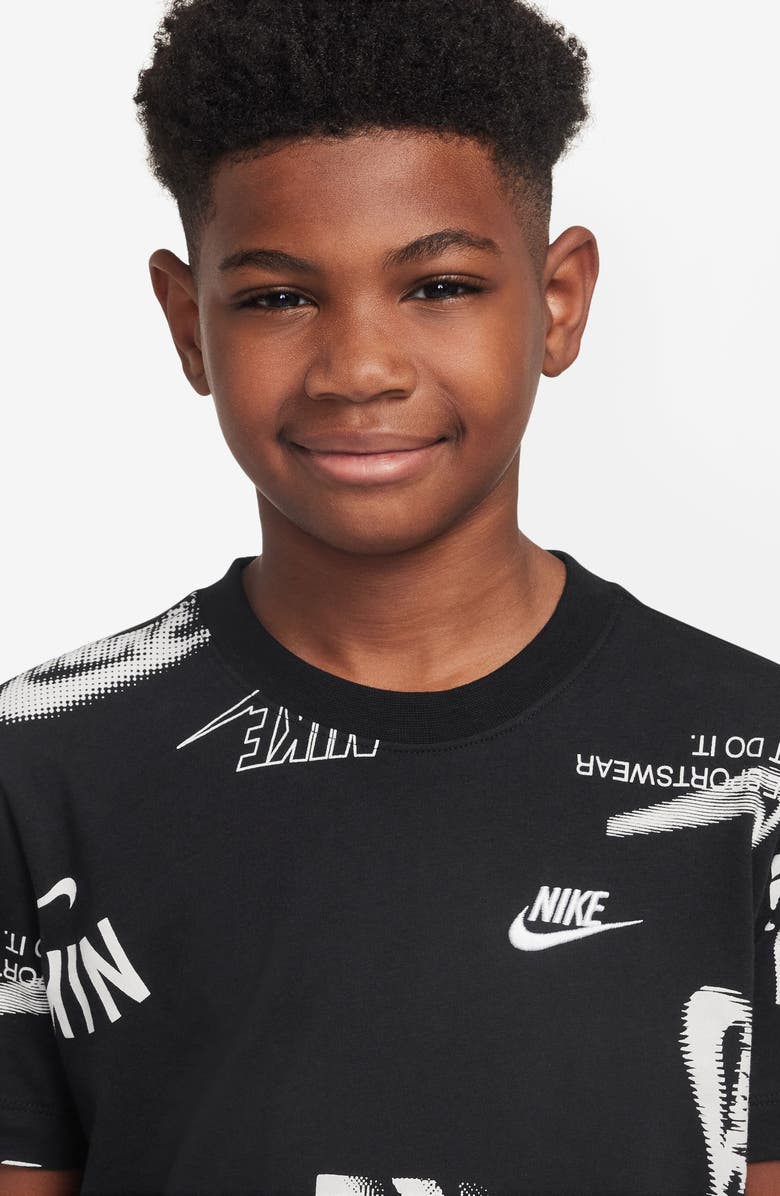 Nike Kids' Sportswear Club Cotton Graphic T-Shirt, Alternate, color, Black