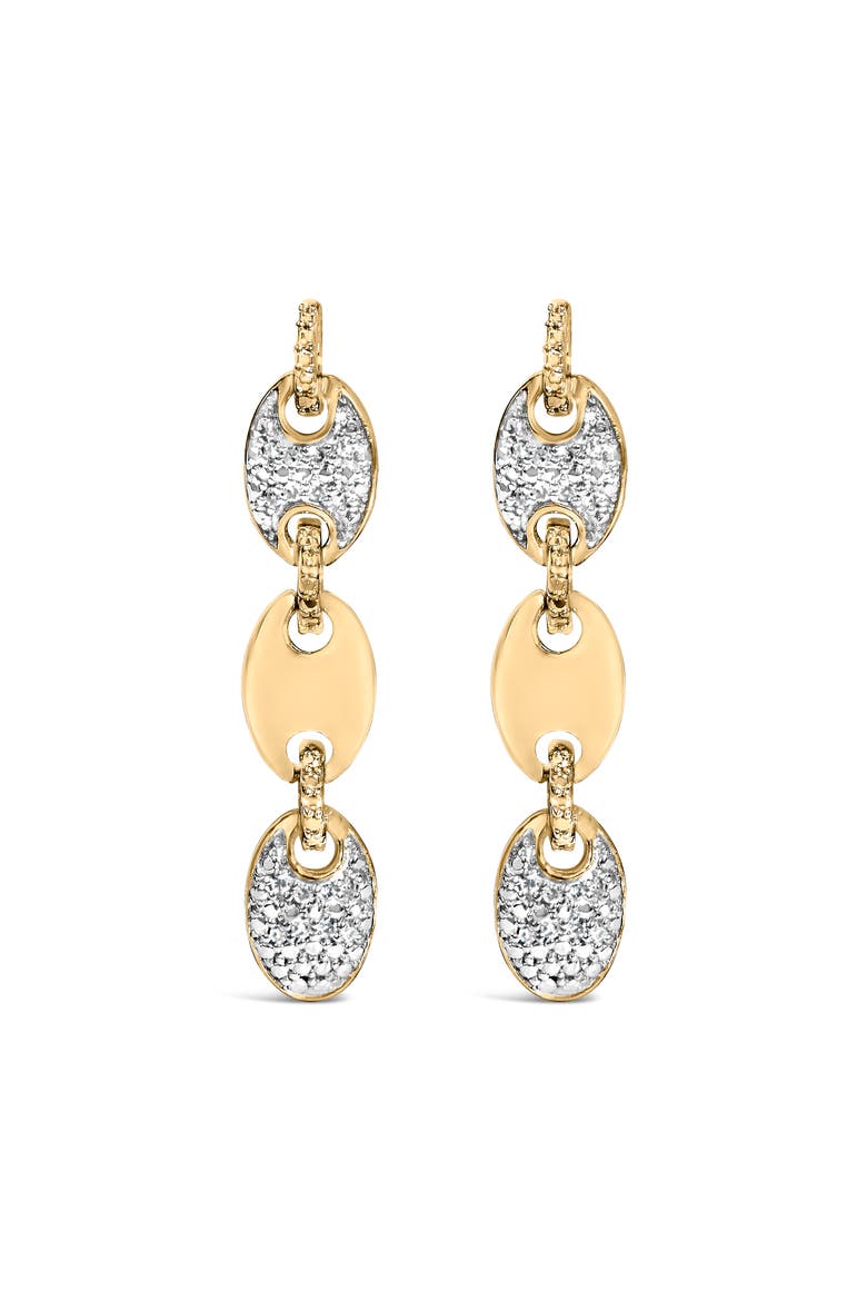 Gold Vermeil 1/10 Cttw Diamond Bold Disc Link Earring, Main, color, Silver