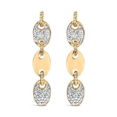 Gold Vermeil 1/10 Cttw Diamond Bold Disc Link Earring