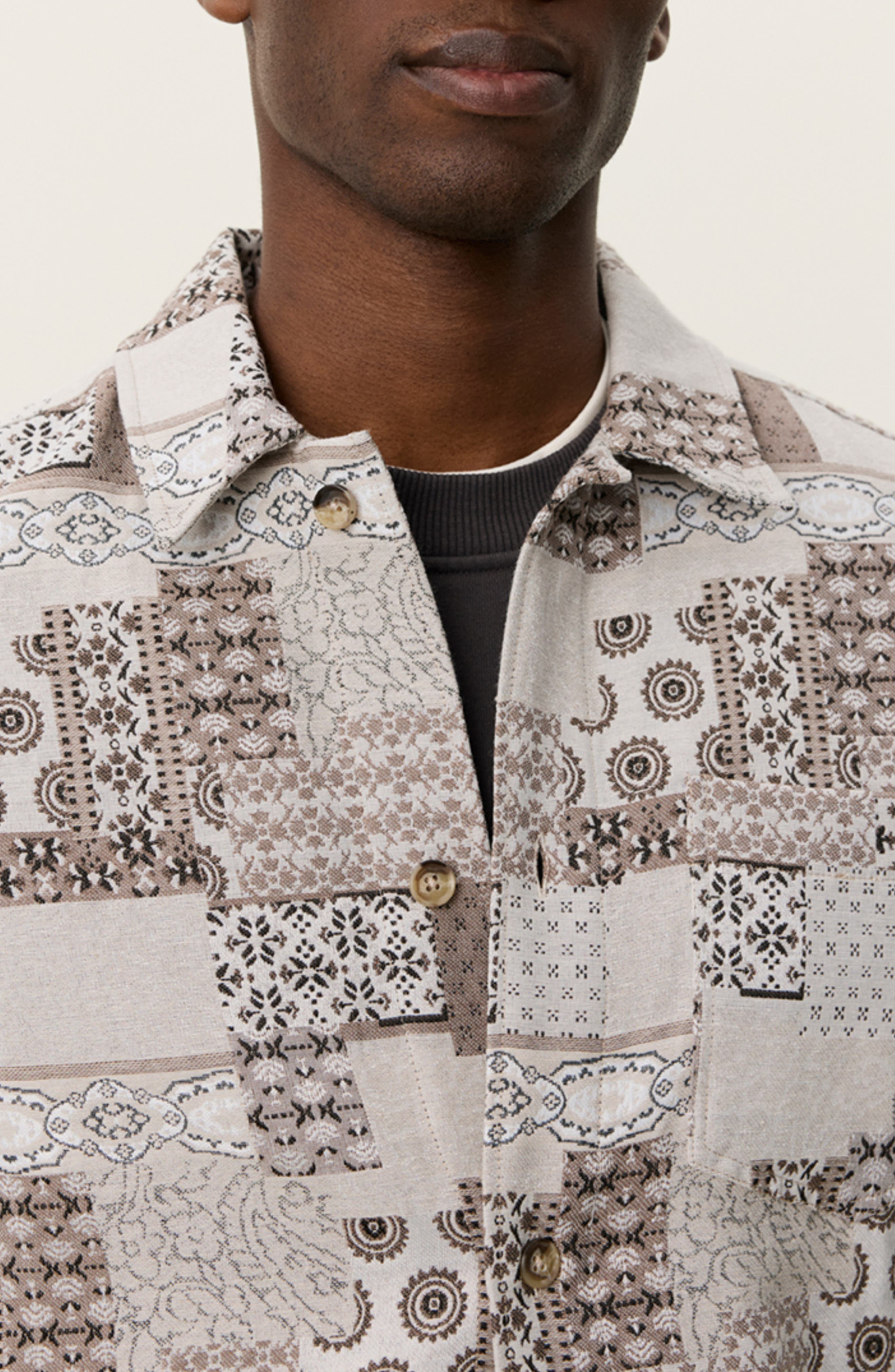Les Deux Layton Patch Jacquard Button-Up Shirt Jacket (Men) | Nordstrom