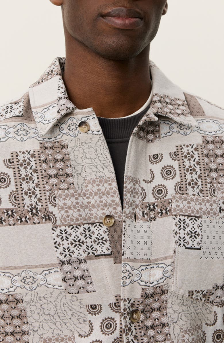 Les Deux Layton Patch Jacquard Button-Up Shirt Jacket, Alternate, color, Light Sand