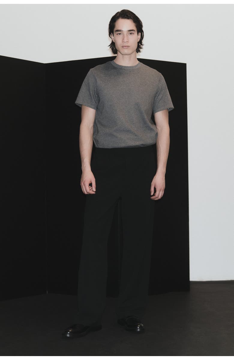 H&M Four-way Stretch Wide Pull-on Trousers, Alternate, color, Black