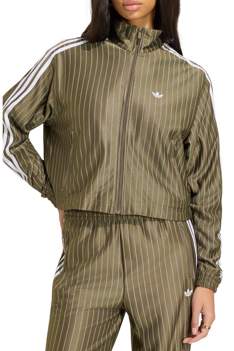 Pinstripe Track Jacket, Main, color, BRANCH/ SILVER MET.