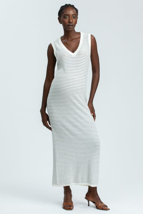 Santa Margherita Striped Knit Maternity Maxi Dress