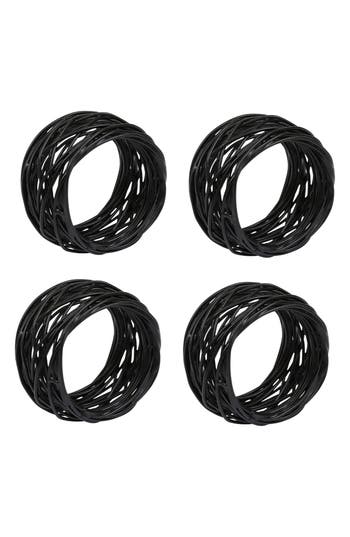 Design Imports Bird Nest Set Of 4 Napkin Rings In Black